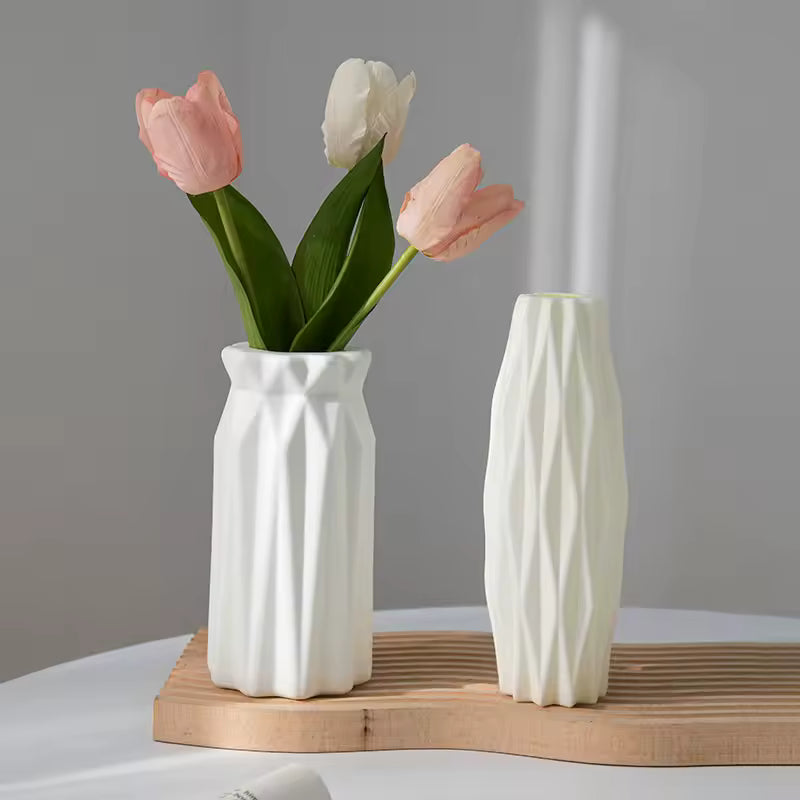 Nordic Style Geometric Flower Vase – Modern Ceramic Imitation Design