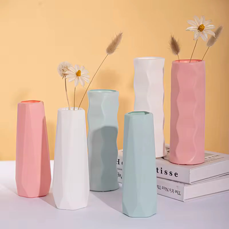Nordic Style Geometric Flower Vase – Modern Ceramic Imitation Design